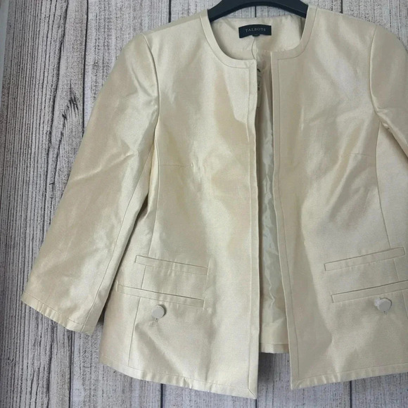 Talbots Womens Open front Silk blend  Blazer Jacket size 10 - Picture 3 of 13